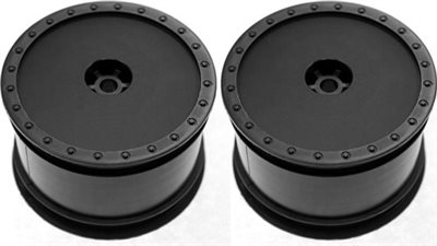 DE Racing Borrego Rear Buggy Rims For Losi 22/B4.2, Black (2)