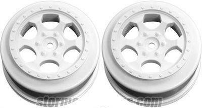 DE Racing SC10 4x4 +3mm Offset Trinidad Rims, White (2)