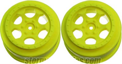 DE Racing SC10 4x4 +3mm Offset Trinidad Rims, Yellow (2)