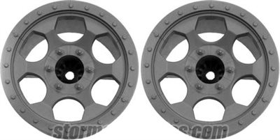 DE Racing T4.1 Trinidad Stadium Truck Rims, Silver (2)