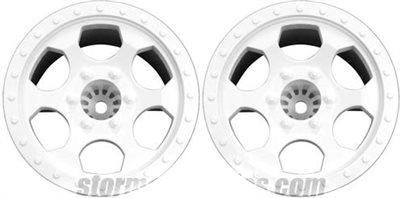 DE Racing T4.1 Trinidad Stadium Truck Rims, White (2)