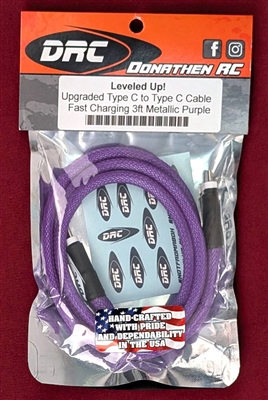 Donathen RC 3Ft USB Phone Charge Cable type C to type C, metallic purple, black,
