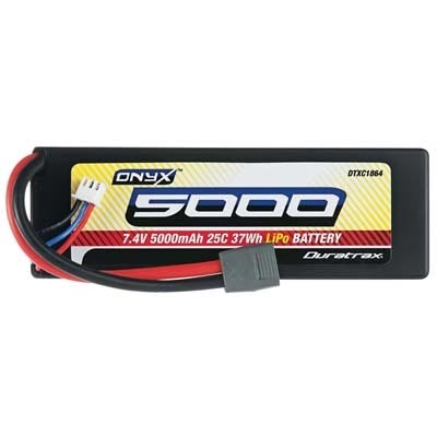 Duratrax 5000mAh 25c 7.4v Lipo Battery, Hard Case, WSDeans Ultra Plug