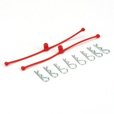 Dubro Body Klip Retainer Set-Red, 2 Retainers With 8 Clips