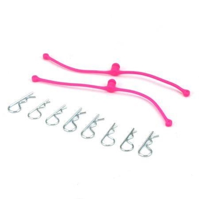 Dubro Body Klip Retainer Set-Pink, 2 Retainers With 8 Clips