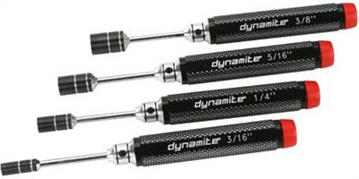 Dynamite Us Nut Driver Set, Aluminum Handles, 3/16, 1/4, 5/16, 3/8