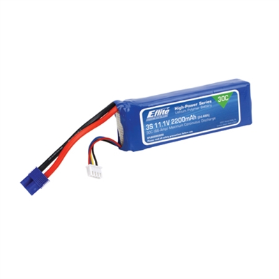 E-flite 2200mAh 3-Cell Lipo 11.1 Volt Battery Pack With EC3 Plug