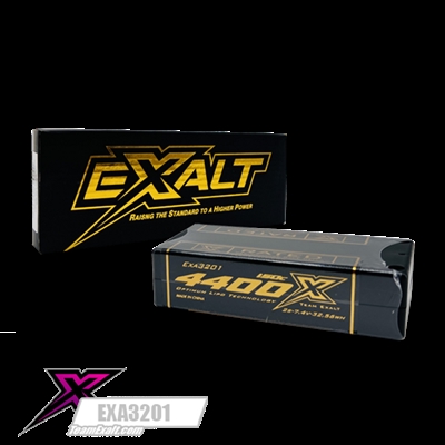 Exalt X-Rated 4400 mAh 2S Shorty Lipo Battery 150C, 5mm bullets