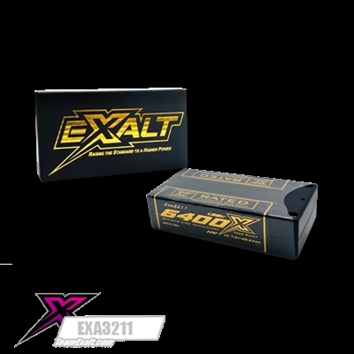 Exalt X-Rated 6400 mAh 2S Shorty HVX Lipo Battery 135C, 5mm bullets