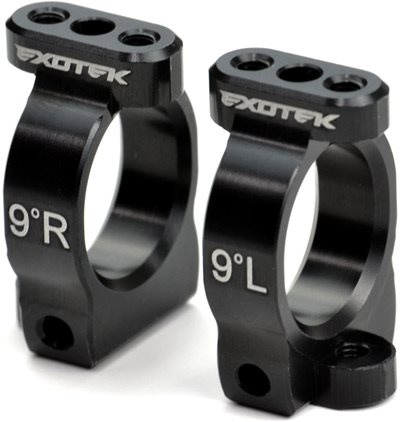 Exotek Racing XB4 9 Degree Alloy Caster Block Set, Black (2)