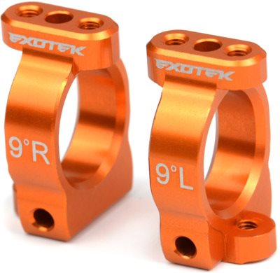 Exotek Racing XB4 9 Degree Alloy Caster Block Set, Orange (2)