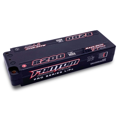 Fantom 8200mAh MaxV-Spec Graphene 7.4 2S Lipo Battery, 130c, 5mm bullets