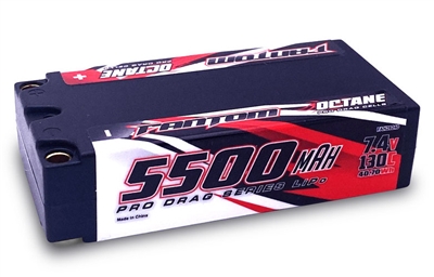 Discontinued, Fantom 5500mAh, 130C 7.4V 2S Octane Pro Drag Series Hard Case Lipo Battery