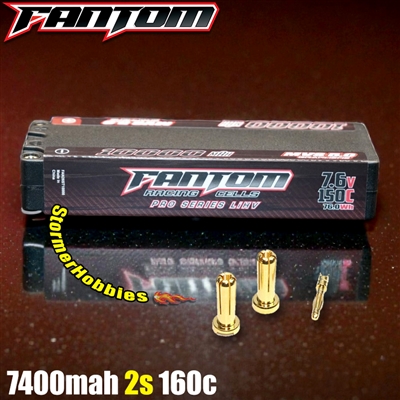 Fantom 7400mAh MVS 5.0 Pro 160c 7.6V 2S HV Lipo Mid-Shorty Battery