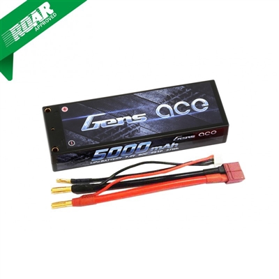 Gens Ace 5000mAh 50C 7.4V 2S Lipo Battery with 4mm Bullet Connectors