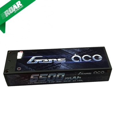 Gens Ace 6500mAh 7.4v 50C 2S1P HardCase lipo battery
