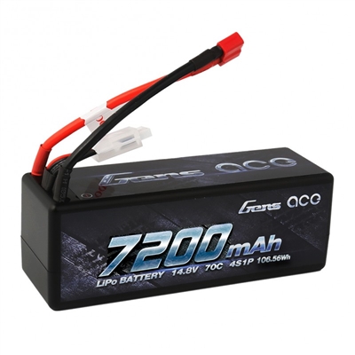 Gens Ace 7200mAh 70C 14.8V 4S Lipo Battery with Deans connector