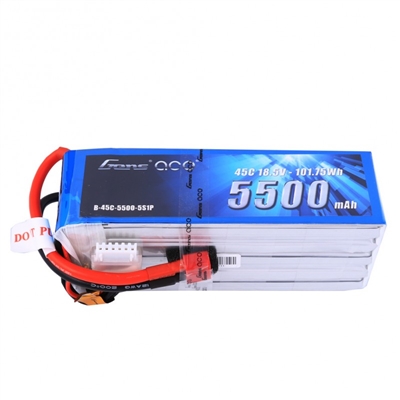 Gens Ace 5500mAh 5S 45C 18.5V Lipo Battery Pack with WSDeans Plug