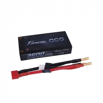 Gens Ace 3500mAh 60C 7.4V 2S Shorty Lipo Battery with 4mm Bullet Connectors