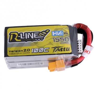 Gens Ace R-Line V2.0 1550mAh 100C 14.8V 4S Lipo Battery with XT60 Connector