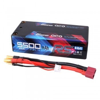 Gens Ace 5500mAh HV 100C 7.6V 2S Lipo Shorty Battery with 5mm bullets/WSDeans plug