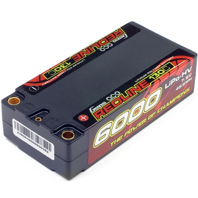 Gens Ace Redline 6000mAh HV 130C 7.6V 2S Lipo Shorty Battery with 5mm bullets