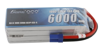 Gens Ace 6000mAh 100C 22.2V 6S Lipo Battery with EC5 connector