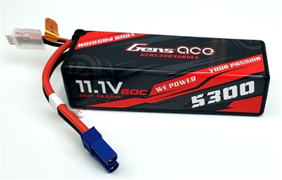 Gens Ace 5300mAh 60C 11.1V 3S Hardcase Lipo Battery with EC5 connector