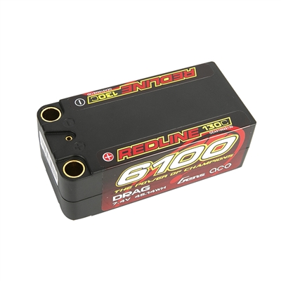 Gens Ace Redline 6100mAh 130C 7.4V 2S Shorty Drag Racing Lipo Battery with 8mm bullets