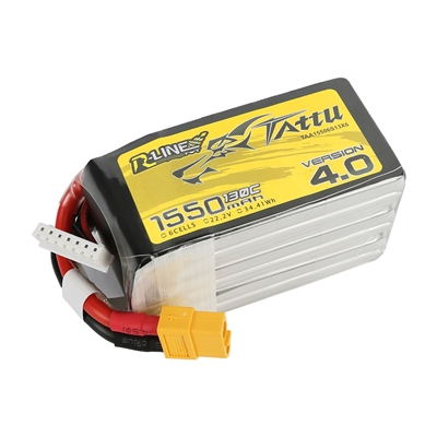 Gens Ace Tattu R-Line 1550mAh 130C 22.2V 6S Lipo Battery with XT60 Connector