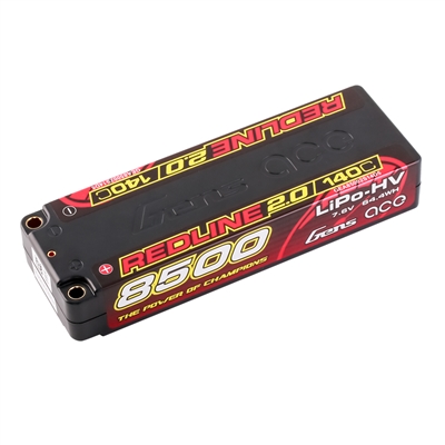 Gens Ace Redline 2.0 8500mAh HV 140C 7.6V 2S Lipo Battery with 5mm bullets