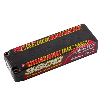 Gens Ace Redline 2.0 9600mAh HV 140C 7.6V 2S Lipo Battery with 5mm bullets