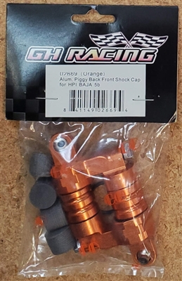 Golden Horizon Baja 5B Piggyback Front Shock Caps, Orange Aluminum (2)