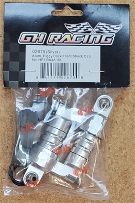 Golden Horizon Baja 5B Piggyback Front Shock Caps, Silver Aluminum (2)