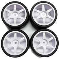 Gravity RC USGT Spec Tires mounted on White 6 Spoke Rims (4)