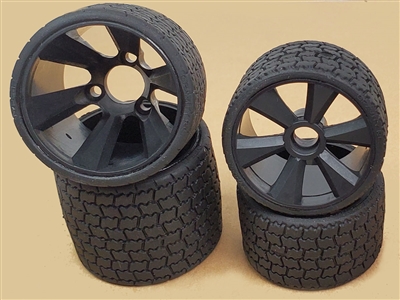 Gravity RC GR12 12th Scale Rubber Tires on black rims (4)