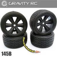 Gravity RC VTA Spec Tires mounted on Black Edge Rims (4)
