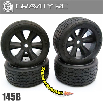 Gravity RC VTA Spec Tires mounted on Black Edge Rims (4)