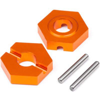 Hot Bodies D413 12mm Front Hex Hubs, Orange Aluminum (2)