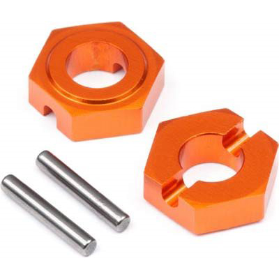 Hot Bodies D413 9.8mm Front Hex Hubs, Orange Aluminum (2)