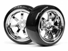 HPI 26mm T-Drift Tires Mounted On Rays 57s-Pro Chrome Rims (2)