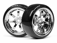 HPI 26mm T-Drift Tires Mounted On Rays 57s-Pro Chrome Rims (2)