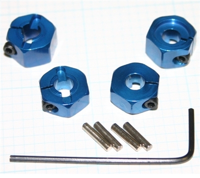 Hot Racing Rustler/Stamped 2WD Wheel Hex Hubs, blue aluminum
