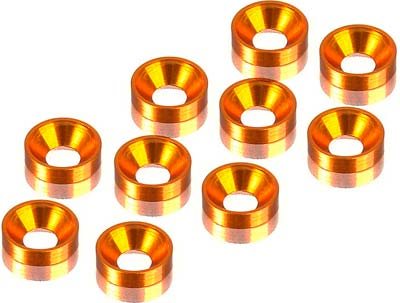 Hudy Aluminum Countersunk 3mm Washers, Orange (10)