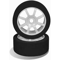 Imex 1/8 Blue Foam Tires On White Spoke Wheels (2)