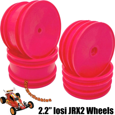 JC Racing Losi JRX2 Dish Wheel Set, Rears and Wide Fronts, pink