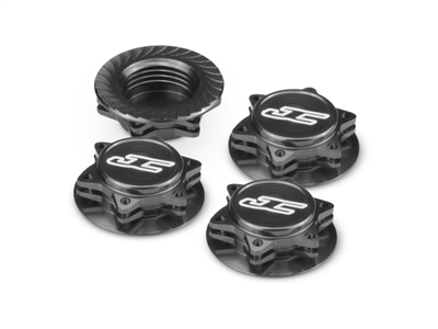 J Concepts Fin 1/8th Serrated Lightweight Wheel Nuts, black