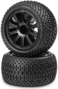 J Concepts 1/16 Goose Bump Tires, Green On 1/16 E-Revo Rims (2)