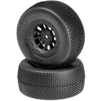 J Concepts Double Dees SC Tires-Green On 12mm Black Hazard Rims (2)