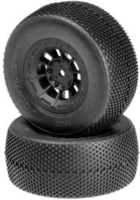 J Concepts Double Dees SC Tires-Green On 12mm Black Hazard Rims (2)